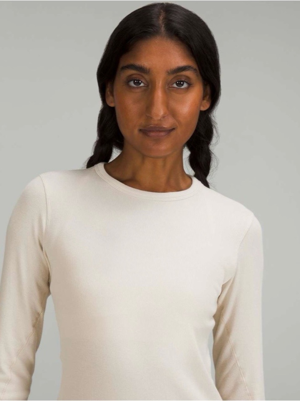 Lululemon Natural Ivory Hold Tight Ribbed Long Sleeve Modal Shirt Size 6 - Picture 3 of 11